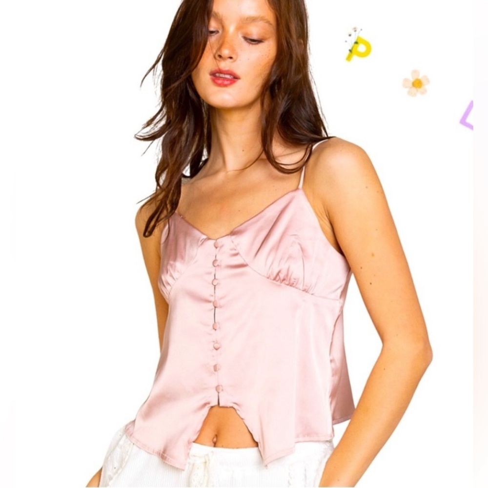 NWOT POL Silky Pink Camisole Top size Large